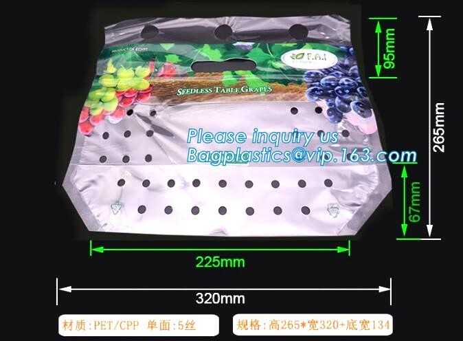 Zip lockkk packaging pouch with vent hole and handle, grape bag/mango bag/fruit vegetable slider, Slider Zip Lock Zipper Fr