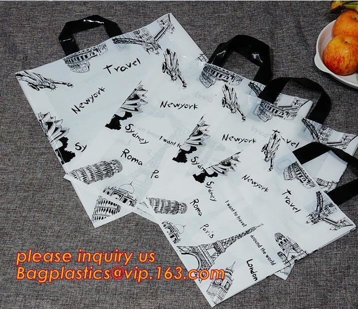 Custom Print Soft Loop Handle Plastic Shopping Bag with handles,Colored Soft Loop Plastic Handle Bags With Cardboard Ins