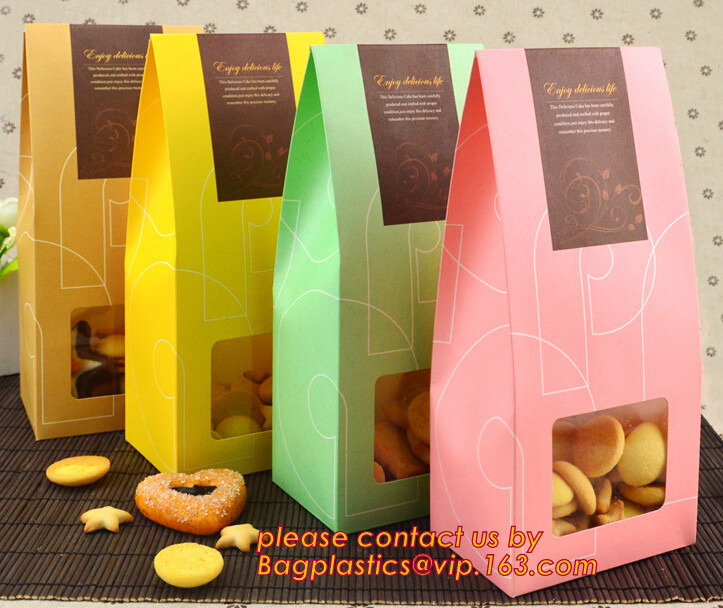 Customize Translucent Window, Brown Greaseproof Kraft Paper Bag, Special Opp Window Bag, window bags, paper window bags,
