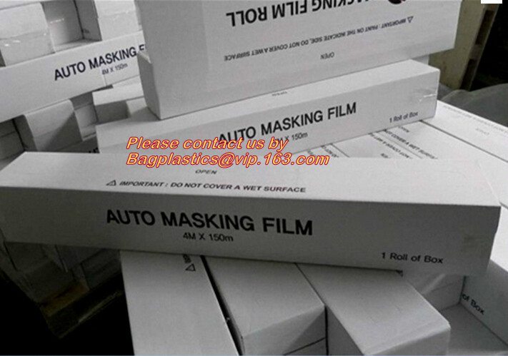 PE Plastic masking taped protective film for paint protection, Easy Tearing Tissue Paper Auto Paint Masking Film