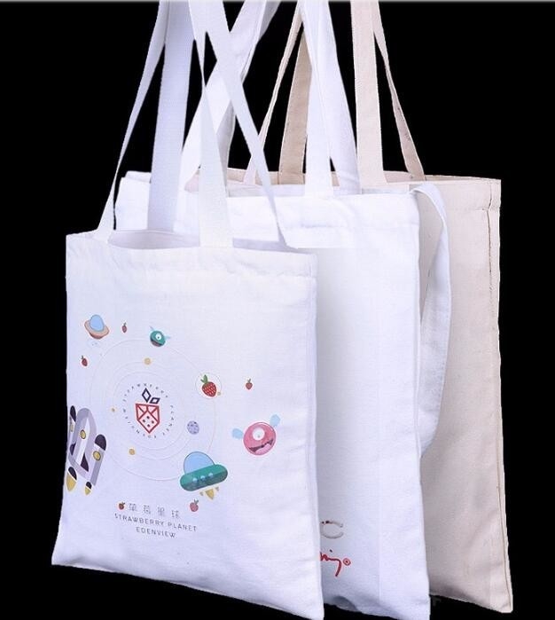 recycle shopping promotional logo printed standard size canvas tote bag ...