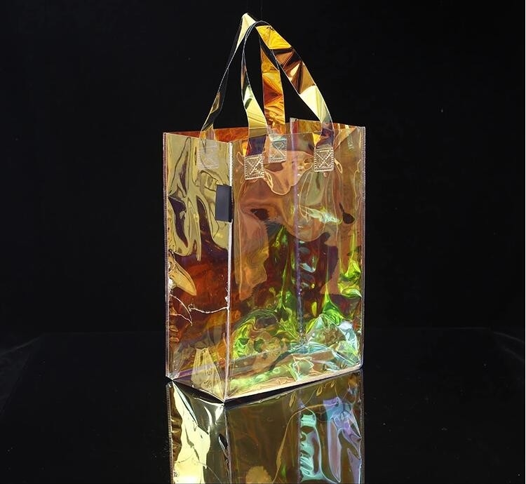 Clear Pvc Handle Bag Portable Knotted Handle PVC Ice Cooler For One Wine