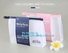 Standup Cosmetic PVC Bag With Slider, Promotional PVC Toiletry bag with zipper and slider, daily use of plastic bag with