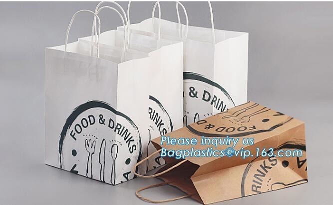 fast food packaging grcoery brown kraft paper shopping carry bags with ...