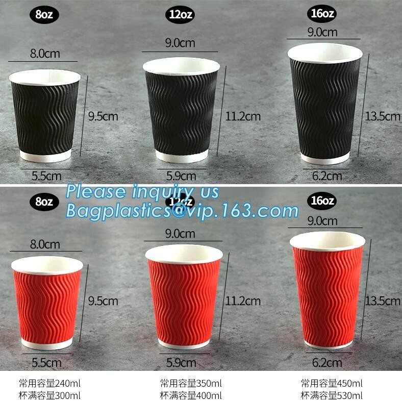 Custom Disposable Striped Paper Cup Ripple Wall Paper Coffee Cups ...